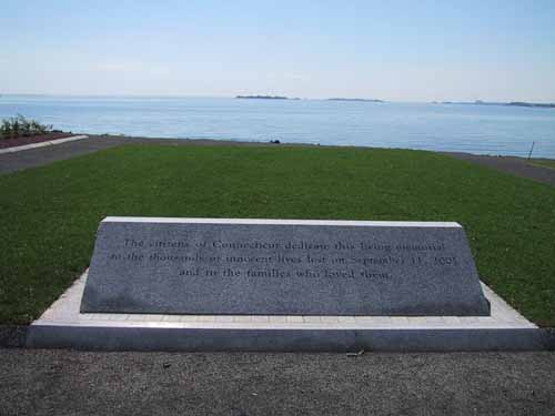 A Connecticut memorial looks out towards Manhattan.