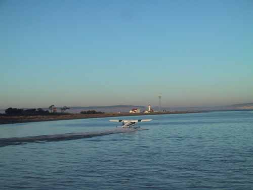 A plane takes off from Port Townsend, WA.